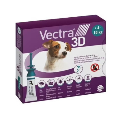 Vectra 3D – Antiparazitar Extern pentru Câini între 4–10 kg, 3 Pipete – Ceva Santé Animale